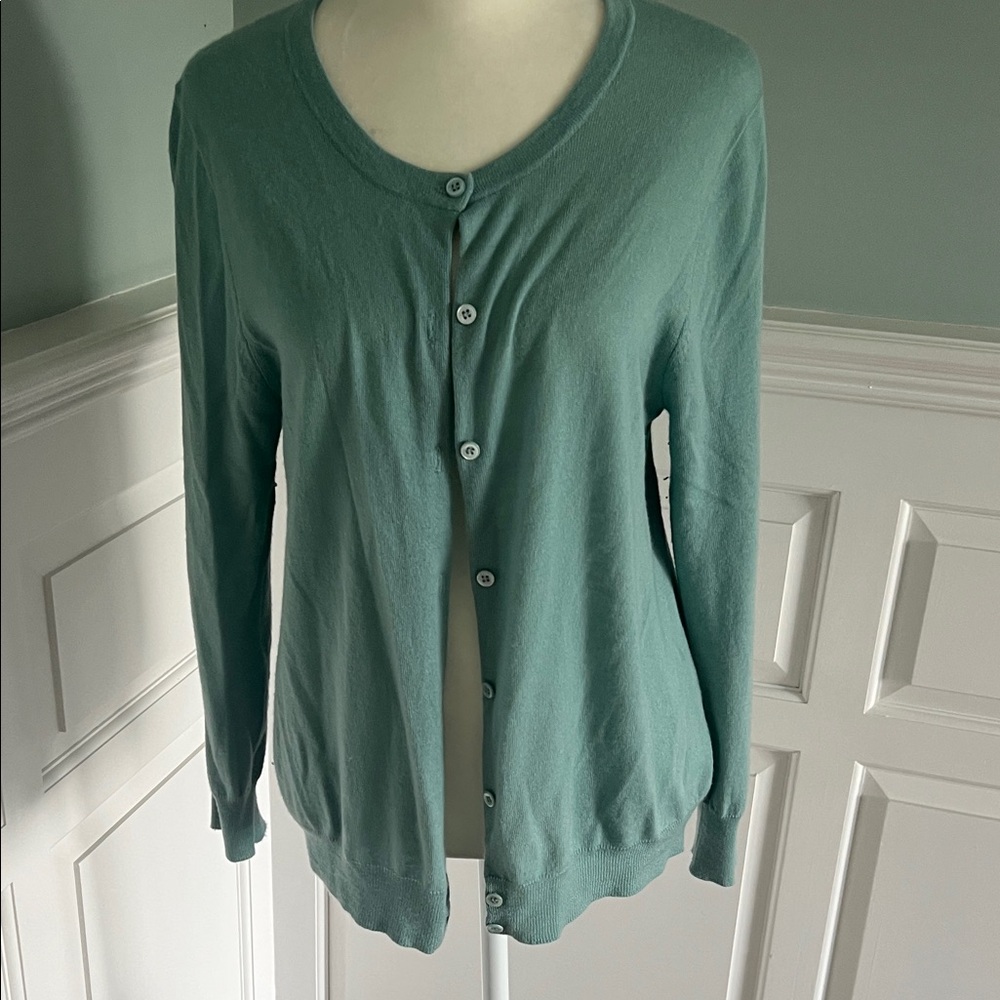 J. Crew Green Button-Up Sweater Cardigan
